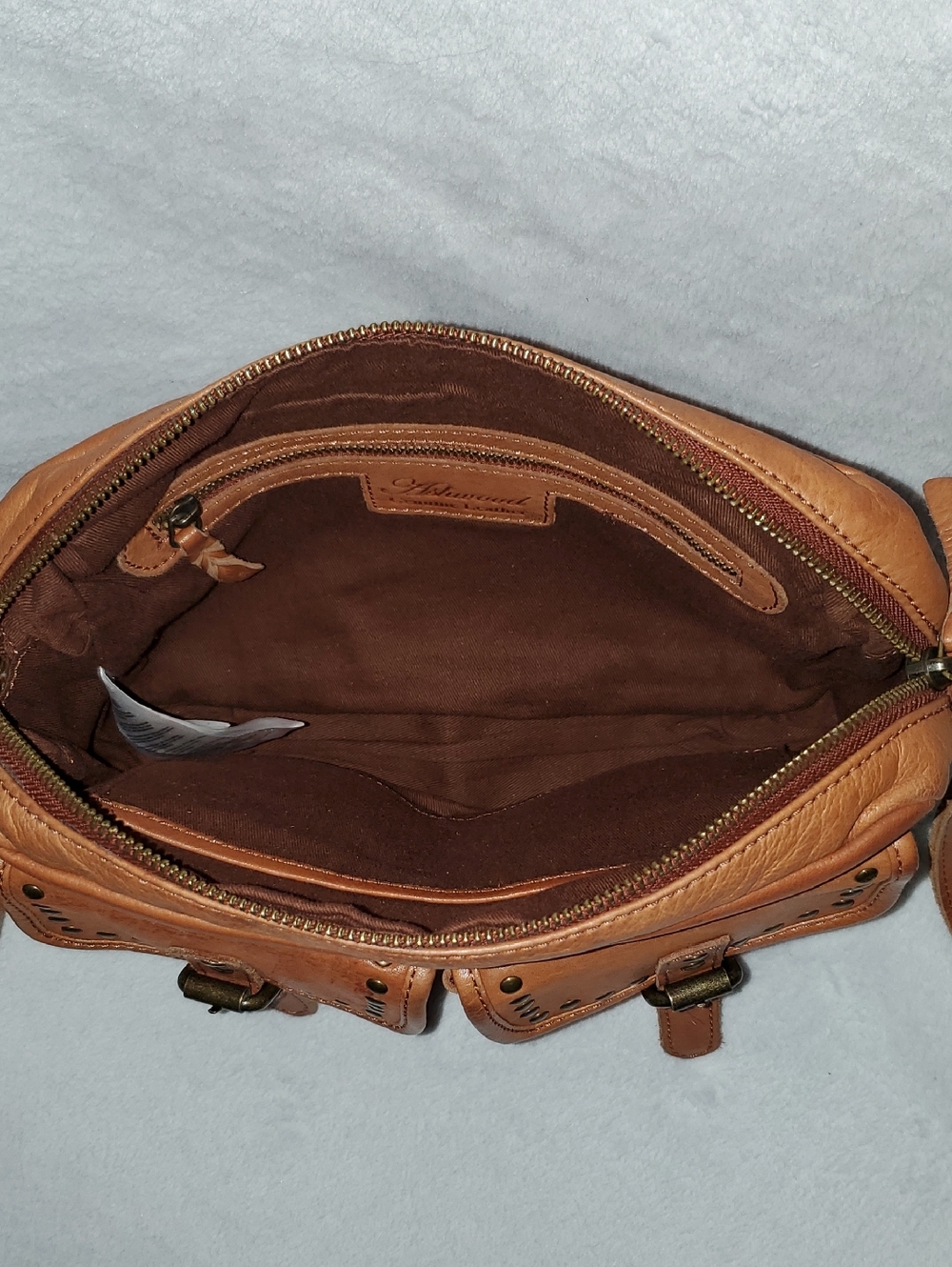 Ashwood Leather Studded Pockets Crossbody Bag - Picture 7 of 16